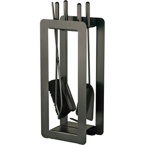 Heibi Kaminbesteck aus Stahl 5-teilig schwarz glimmer modern 22,5x16x59 cm (1/5)
