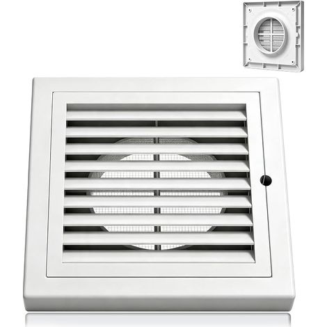 Grille d'aération 100mm carrée ABS avec moustiquaire Blanc (1/5)