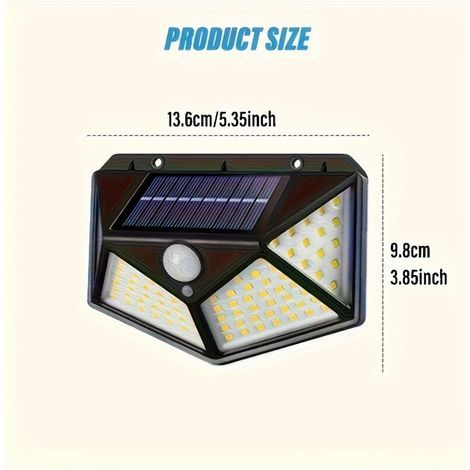 pair Lampes Solaires LED Extérieures Ultra-Lumineuses avec Détecteur de Mouvement – Éclairage à 4 Côtés pour Garage, Allée, Jardin et Balcon