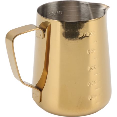 Milchaufschäumer, Doppelwaage, Edelstahl 304, Milchaufschäumer, Latte-Art-Kaffeekanne, 550 ml, Gold (1/5)