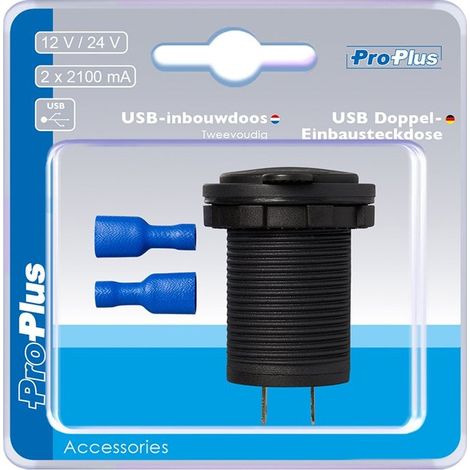 Porta USB doppia da incasso tipo A 2x2100mA 12V24V in blister