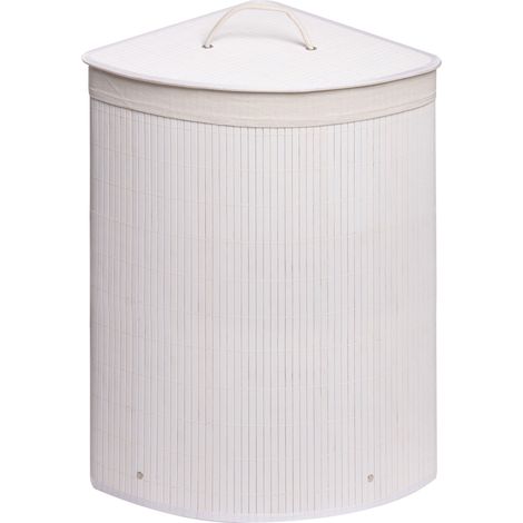 Cesta portabiancheria bianco bucato bambù angolare mod. Balù