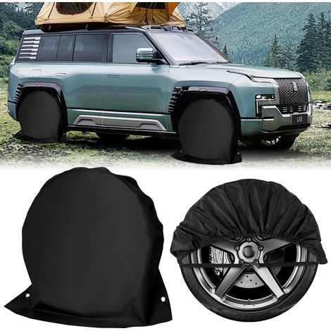 Caravan Wheel Covers for Motorhome Trailer Set of 2 Waterproof Anti-UV for 27 to 29 Inch Tyres Diameter 72.5 x 72.5 cm (Black-2PCS) (1/5)
