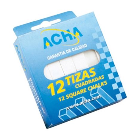PAQUETE DE 12 TIZAS DE YESO "ACHA" BLANCO - ACHA
