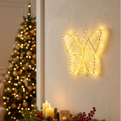 FARFALLA ORO MICRO LED BIANCO CALDO IN METALLO PER EST 1X28X23H CM (1/5)