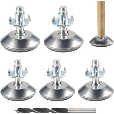 20Pcs Pieds de Meuble Ajustables M8 x 40mm pieds de nivellement réglables vis de réglage pour meuble avec Écrou à Griffes et Foretsforets Metaux pour Chaise Table-INHHUB (1/5)