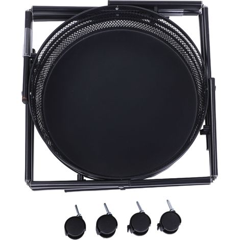 Chariot utilitaire en métal rotatif à 3 niveaux, multifonctionnel, pliable, organisateur de rangement rond, chariot pour la cuisine, noir (1/5)
