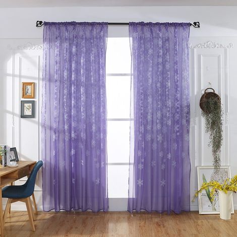 Rideau Voile - Motif Flocon De Neige - Pour Salon Cuisine Chambre - 80 x 200 cm - 1 Pièce (1/5)