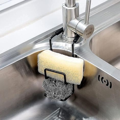Porte-éponge d'évier Fusiontec - Support de robinet - Bac de douche - Organisateur métallique suspendu pour cuisine et salle de bain - Fixation autour du robinet (1/5)