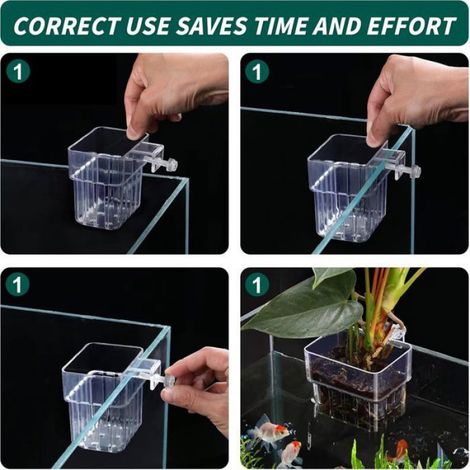 2pcs Support plante aquarium transparent - Fond maillé pour drainage Matériau plastique durable - Décoration aquatique (1/5)
