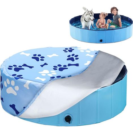 Dog Pool Cover, Dog Paw Pattern, Tarpaulin for Swimming Pools, Round UV Protection, Foldable for Cats Dogs Pets Kids Indoor Outdoor (1/5)