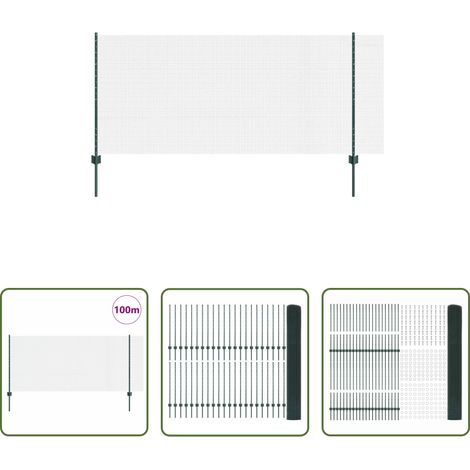 vidaXL Terrassenzaun - Zaun mit Pfosten Grün 1 x 100 m Stahl und PVC (1/5)