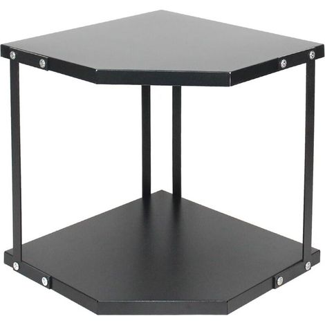 (2 Niveaux) Noir Étagère d'angle de ,étagère à épices,Support De Sol Triangulaire De Salle De Bain Multicouche,Étagère de Rangement Triangulaire pour Casserole