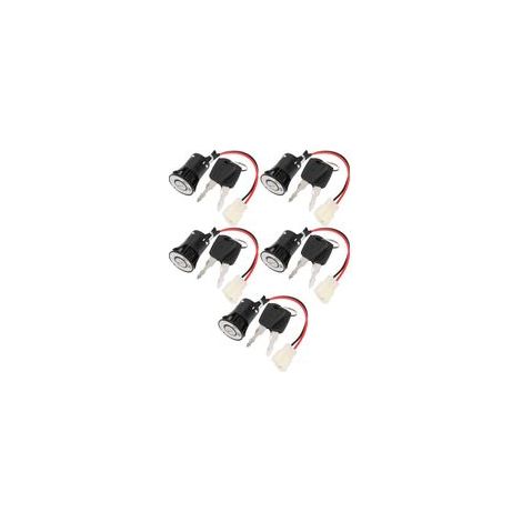 Ensemble de 5 clés de contact à verrouillage électrique pour trottinette électrique, grande tête, verrou de porte électrique, deux câbles (1/5)