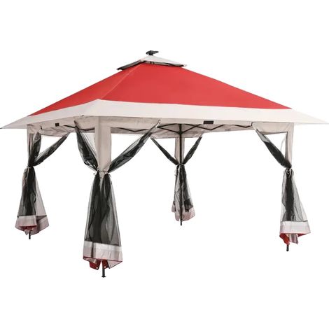 Cenador plegable, impermeable y resistente a los rayos UV, 3,6 x 3,6 metros, rojo. (1/2)