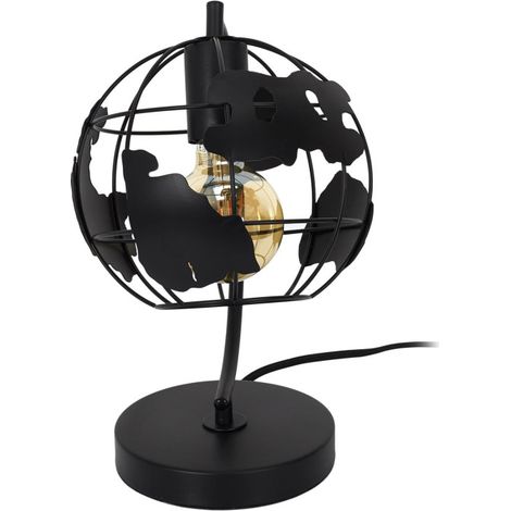 Lampe à Poser en Métal "Globe" 26cm Noir (1/5)