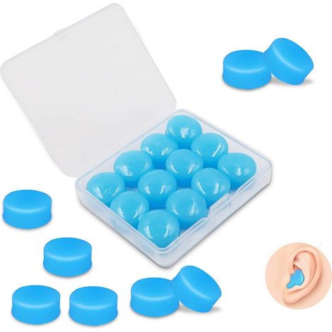 Silicone Ear Plugs, 12 PCS (6 Pairs) Noise Cancelling Ear Plugs for Sleeping Swimming, Travelling Waterproof Ear Plugs for Kids and Adults Moldable Earplugs (1/5)