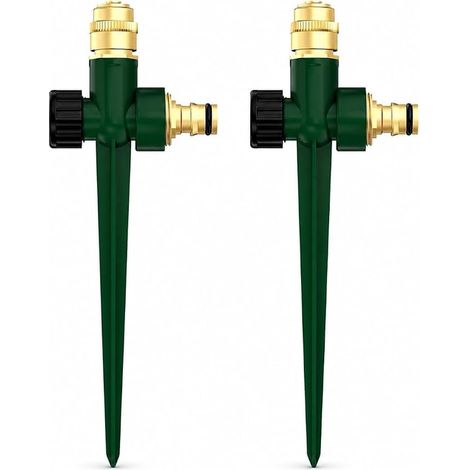 Metal Lawn Sprinkler for Yard, Automatic Sprinklers on Adjustable Brass Stake Base 360 Degree for Lawn and Garden Irrigation, Large Area Cover (1/5)
