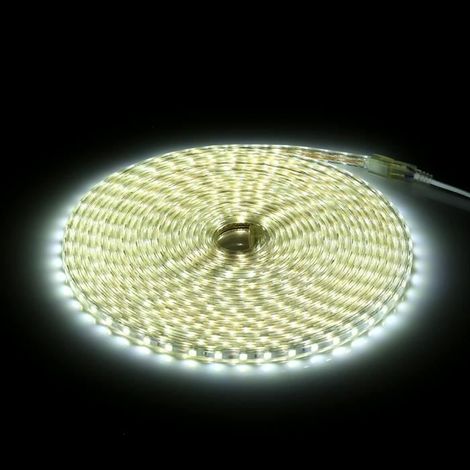 Bande LED - Tbest - SMD 5050 - 220V - 60 LEDs/m - 10 mètres blanc étanche