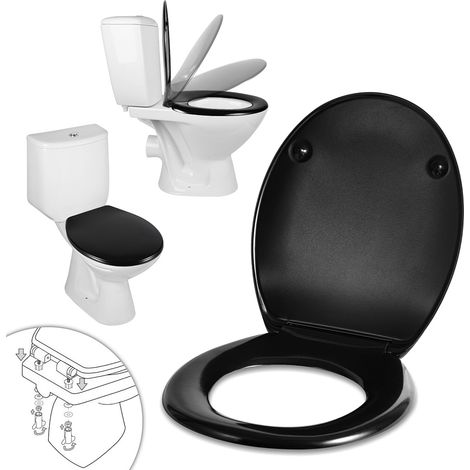 Jiubiaz Asiento WC cierre amortiguado, Duroplast antibacteriano, oval, negro mate (1/5)