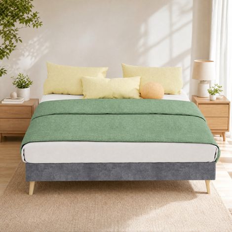 MEUBLIV Struttura letto 140x200 cm grigia – base bassa senza testiera, senza materasso (1/5)