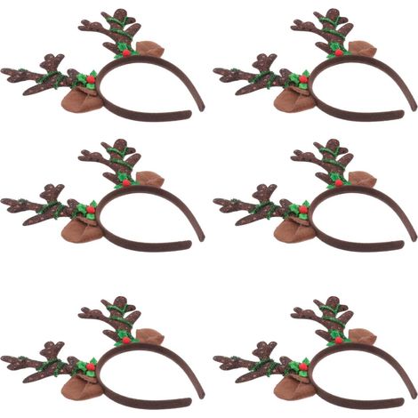 6 Pièces Serrage-tête de Noël Bois de Cerf Lumineux en Tissu (1/5)