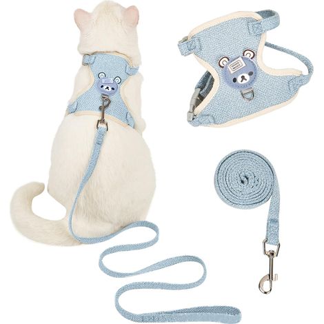 Harnais et laisse ajustable pour chat et petit chien, motif ours, taille M (1/5)