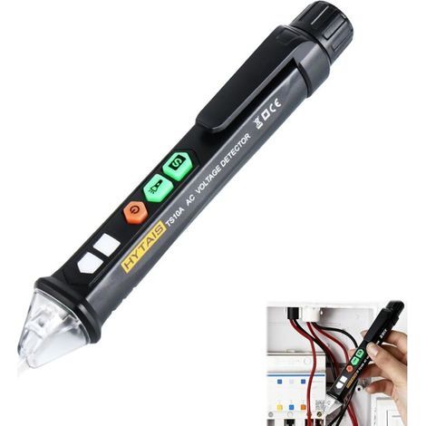 Détecteur de Tension Sans Contact Avec Stylo Testeur de Tension Outillage Electricien Détecteur de Voltage AC 12-1000V Avec Alarme Sonore et Lumineuse et Lampe Torche avec Notice (1/5)