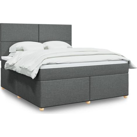 Boxspringbett mit Matratze Dunkelgrau 180x200 cm Stoff