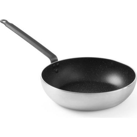 Wok - Aluminium - Compatible Four - Revêtement Antiadhésif Marble 3 Couches - Haute Résistance Thermique Jusqu'à 260 °C - Gris - 1 Pièce (1/4)