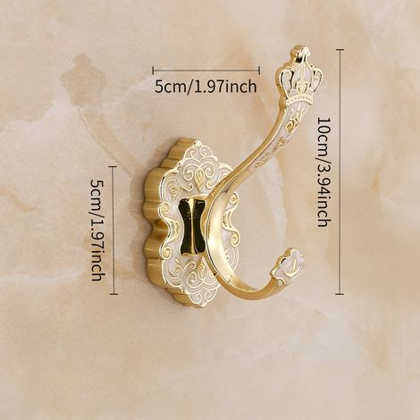 Lot de trois crochets en forme de couronne de couleur ambrée avec une finition antique, livrés avec vis de fixation. Crochets muraux polyvalents adaptés pour suspendre des serviettes, des clés, des sa (1/3)