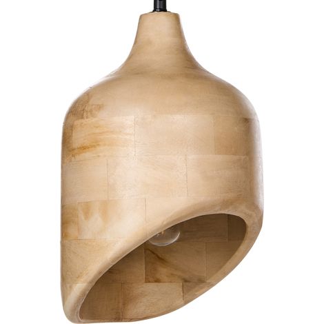 Lámpara colgante boho moderna forma redonda madera de mango marrón claro Gandaki (1/5)