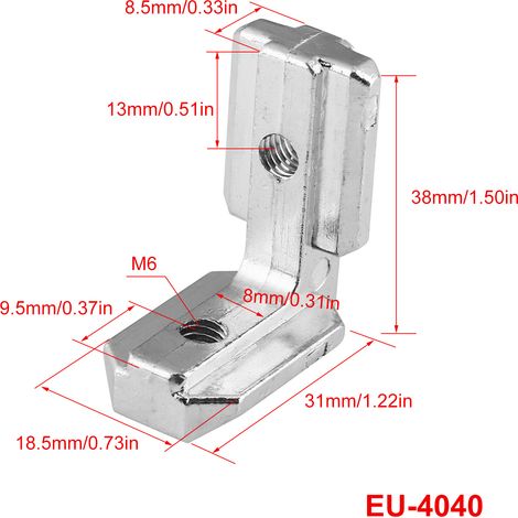 Équerre de fixation intérieure en acier carbone pour profilé aluminium en L, cornière de liaison 90°, support robuste pour structure 4040 (UE)