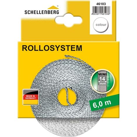 Schellenberg 46103 Cintino per tapparelle avvolgibili 14 mm x 6 m - sistema Mini, cinghia tapparella bianco (1/3)