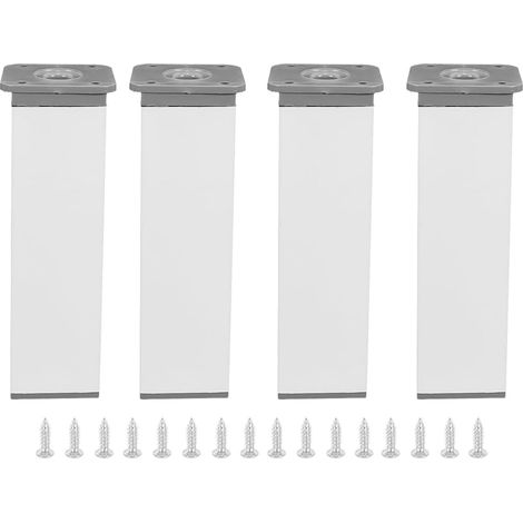 4 Pieds De Meuble Carrés, Pieds De Support pour Armoire, Pieds De Meuble, Pieds De Table en Alliage D'aluminium Blanc (15 Cm) (1/5)