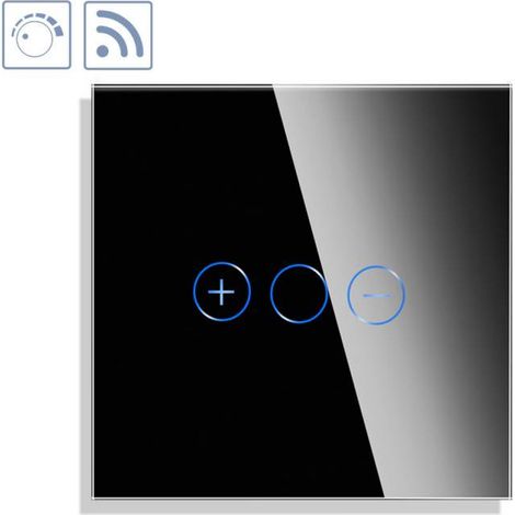 Interruptor táctil con regulador TRIAC Dimmer + WiFi KOOB frontal cristal negro (1/4)