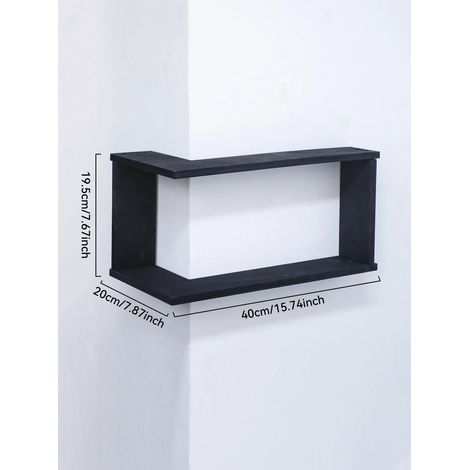 (Noir MS12397) Étagère murale d'angle rustique, étagères flottantes en bois, présentoir mural, rangement, étagère pour plantes, photos, décoration intérieure (1/5)