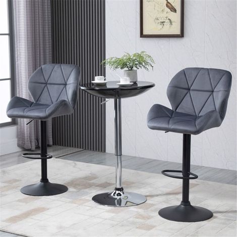 Adjustable Swivel Bar Stools Set of Two-Stylish Grey Velvet Touch for Home Bars and Dining Areas,Max Load 120kg,Easy Assembly