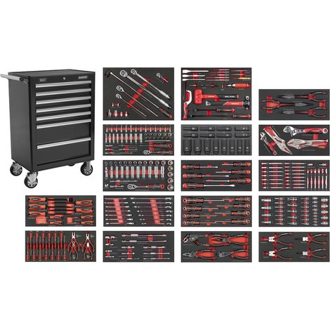 Sealey SPTCOMBO4B Superline PRO Roll Cab 7 Drawer with 305pc Tool Kit - Black
