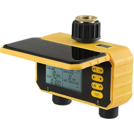 Automatischer Solar-Bewässerungscomputer mit 2 Ausgängen und LCD-Display (1/5)