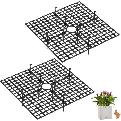 Protector de maceta, 2 piezas de malla grande recortable con estacas profundas, cubierta para maceta, apto para mascotas (2  30 cm, negro) (1/5)
