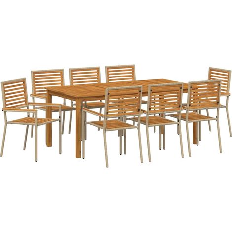 Maison Exclusive - Set da Pranzo per Giardino 9 pz Beige Legno di Acacia Massello (1/5)