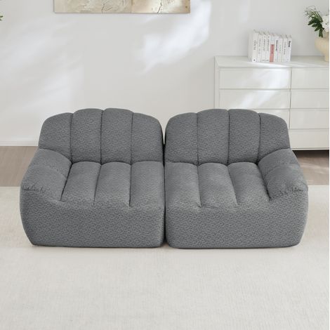 Canapé modulaire 2 places sans structure en tissu gris, design ergonomique et confort enveloppant (1/5)