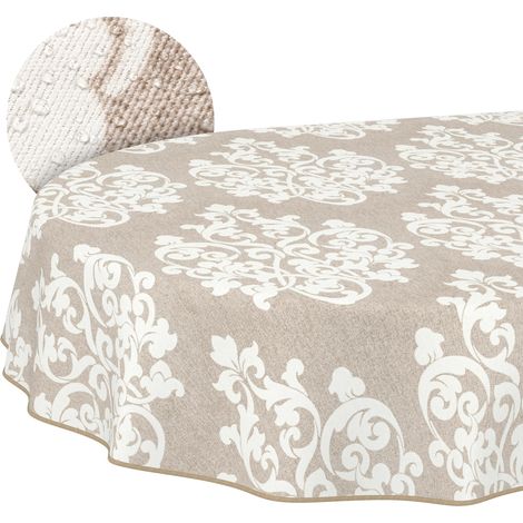 Nappe enduite Damas avec Ourlet Ovale 240x140 cm intérieur/extérieur (1/5)