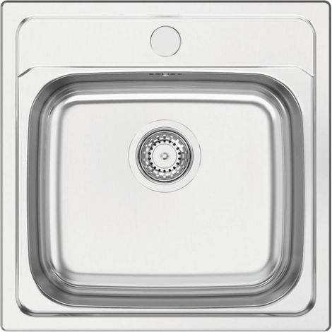 Fregadero de Cocina 1 Seno Cuadrado 48 x 48 x 16 cm Fregadero de Acero Inoxidable para Cocina (1/5)