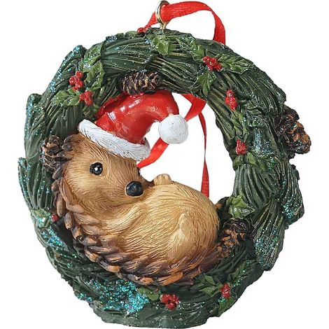 Couronne de Noël à suspendre pour sapin de Noël, maison, bureau, chambre avec ficelle (hérisson) (1/4)