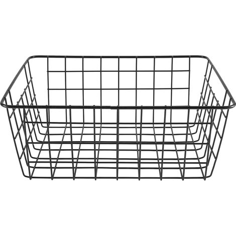 Cesta de alambre de hierro hueca, cestas de almacenamiento, cesta de metal sin líneas entrelazadas, organizador de cocina y baño, negro (1/5)