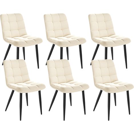 Lot de 6 chaises salle à manger havenlyhome, assise rembourrée en velours avec pieds métal, ergonomie, pour cuisine, salle à manger, salon, chambre à coucher, beige