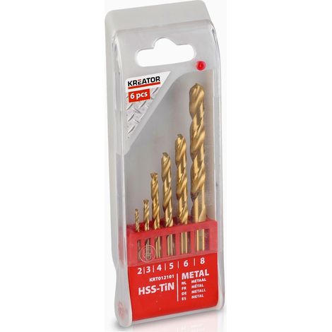 Satz mit 6 HSS-Titanbohrern 2-3-4-5-6-8 mm krt012101 kreator (1/3)