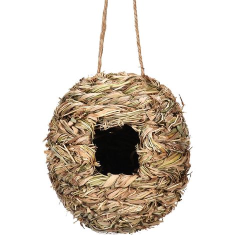 Maison De Colibri en Naturelle À L'extérieur – Pochette pour Nid D'oiseau Suspendue Et Poches De Perchoir, Nichoir en Fait À La Main  Cage De Cabane À Oiseaux Tissée À La Main, pour Habit